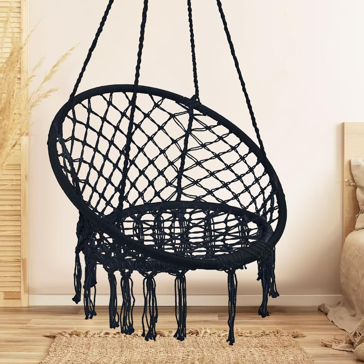 Handwoven Macrame Swing Chair | Boho Chic Comfort | Garpans
