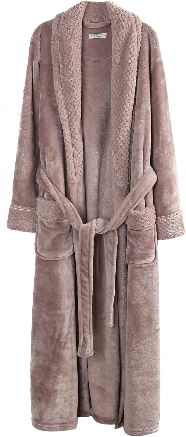 Richie House Women's Plush Soft Warm Fleece Bathrobe Robe RH1591
