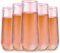 48 Pack Plastic Ribbed Champagne Flutes 9 Oz Stemless - Elegant