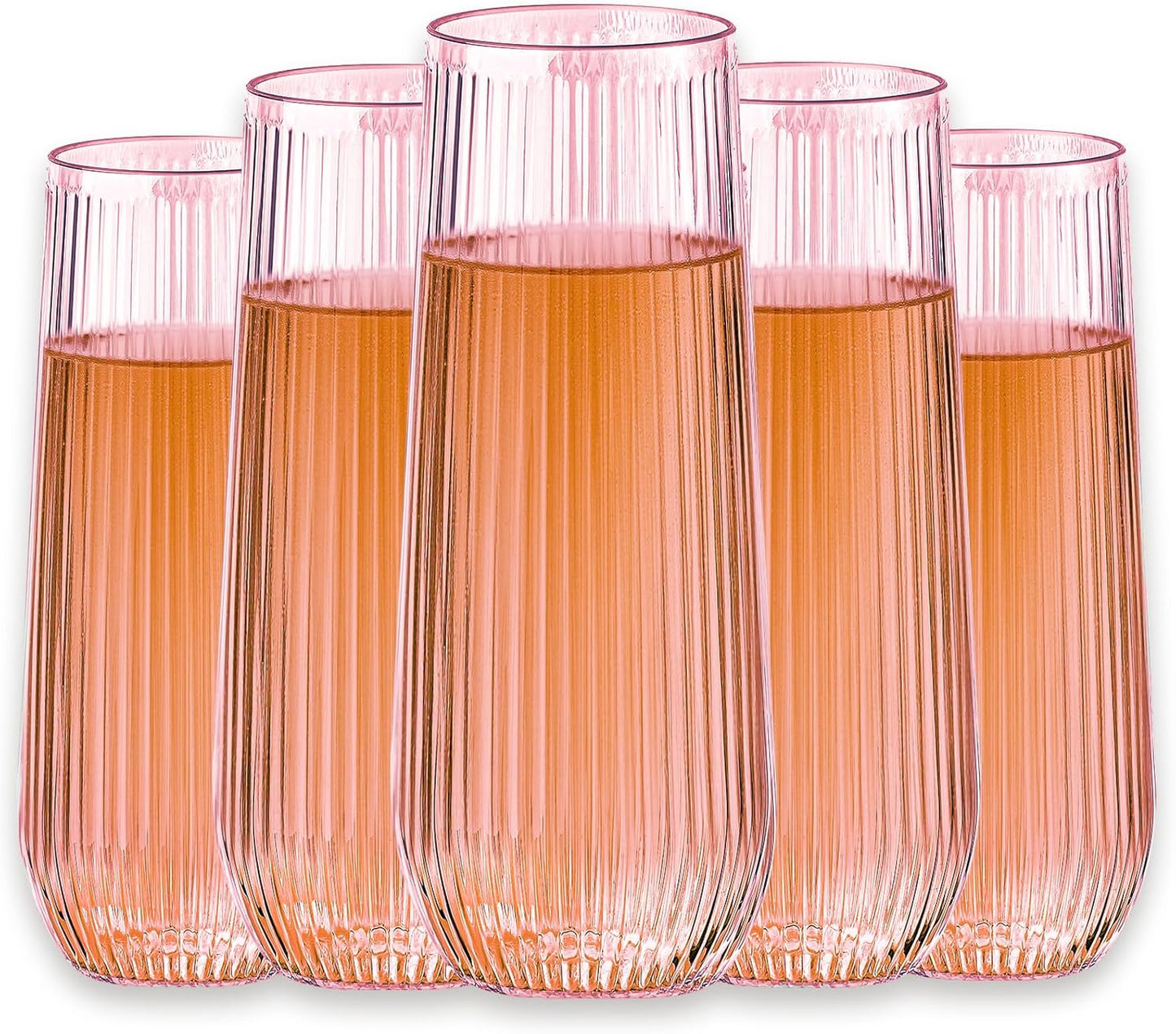 48 Pack Plastic Ribbed Champagne Flutes for Elegant Events