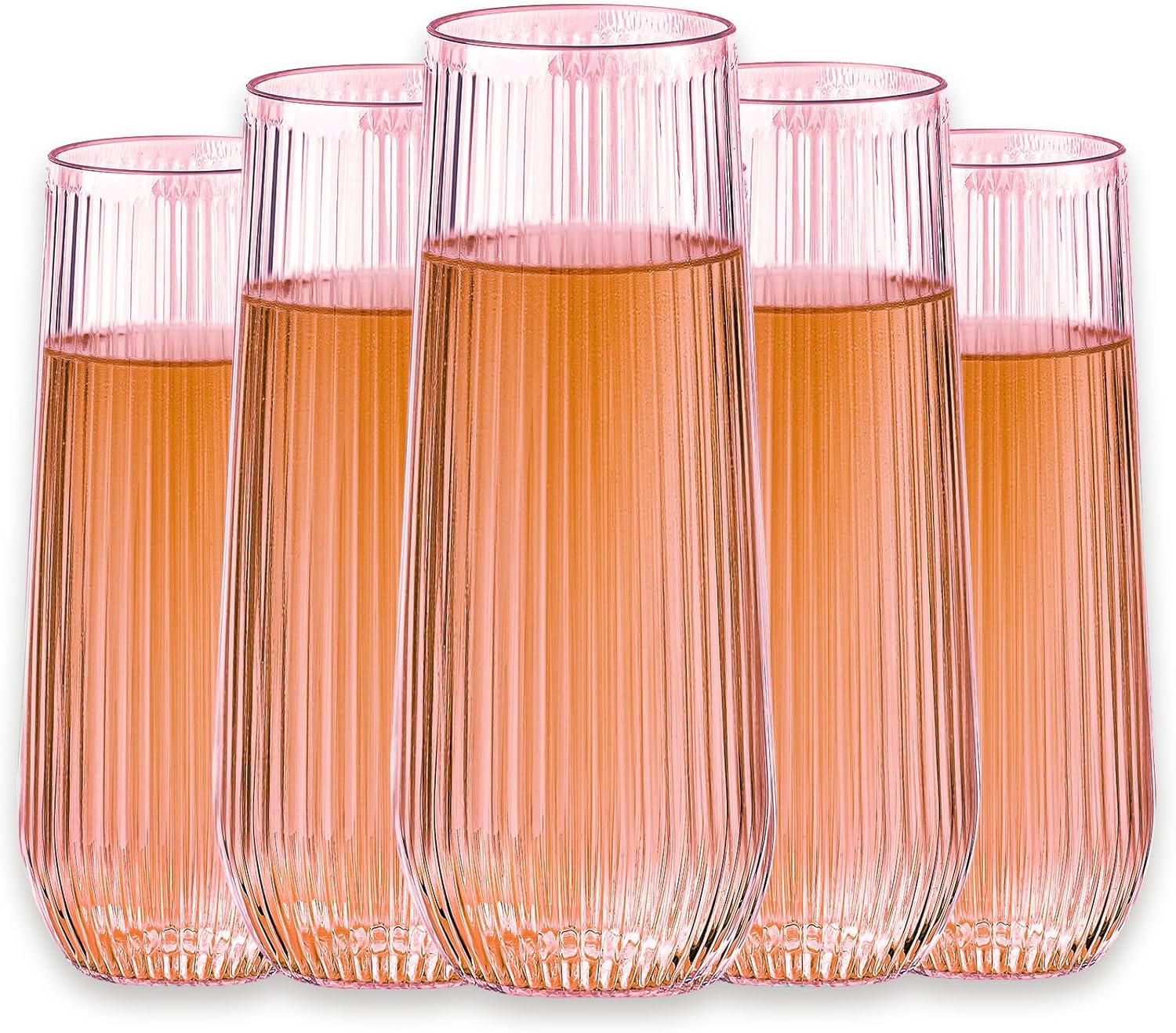 48 Pack Plastic Ribbed Champagne Flutes for Elegant Events