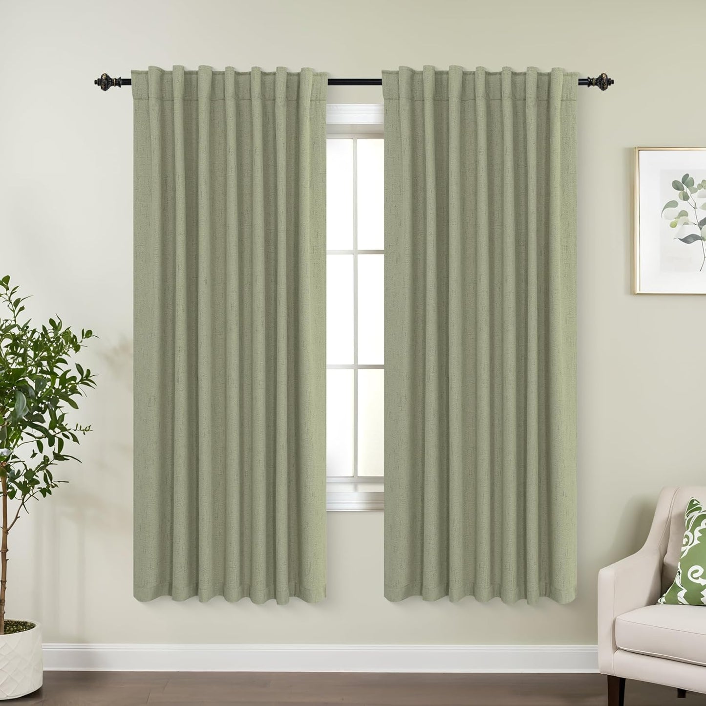 KOUFALL Boho Curtains 63 Inch Length for Living Room and Bedroom
