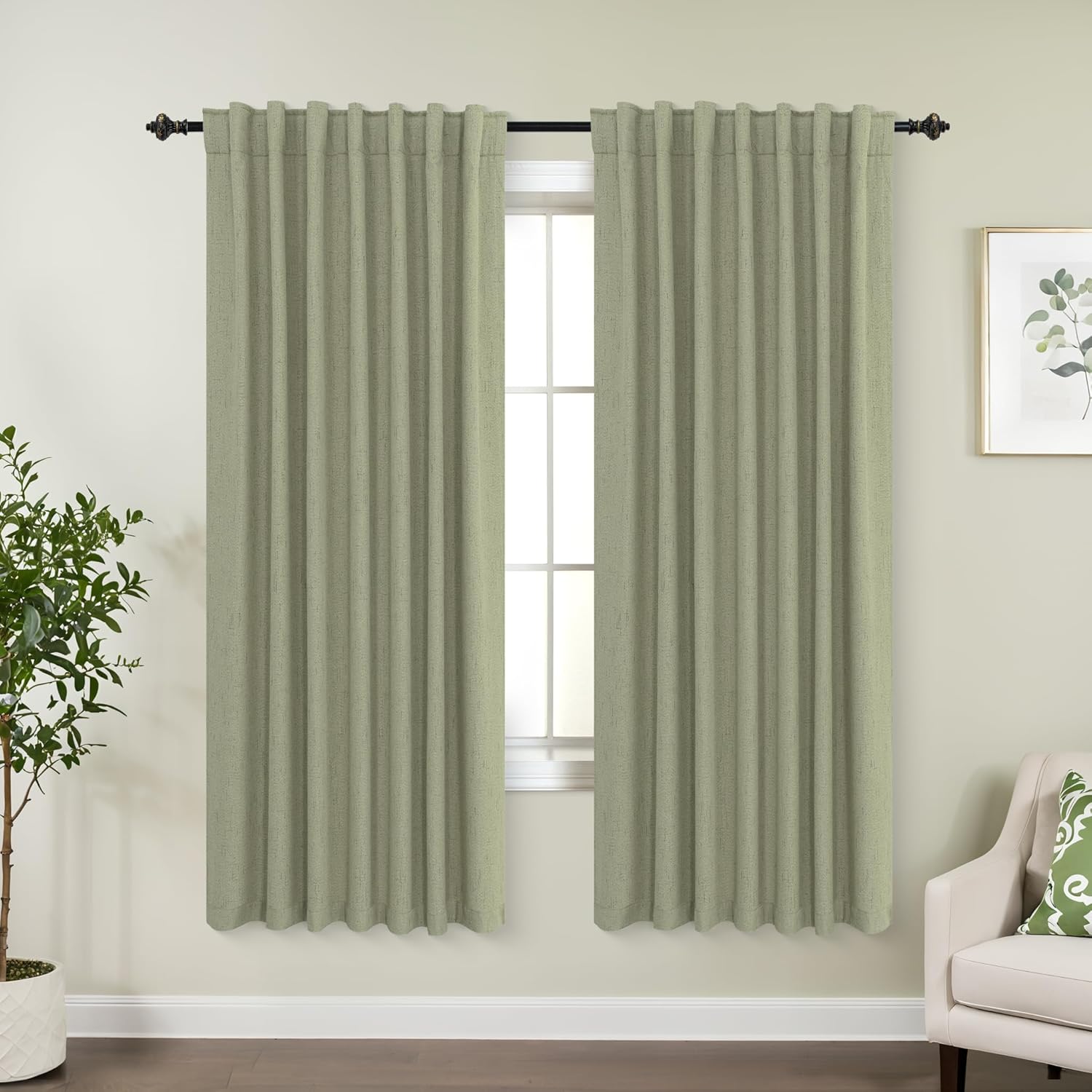 KOUFALL Boho Curtains 63 Inch Length for Living Room and Bedroom