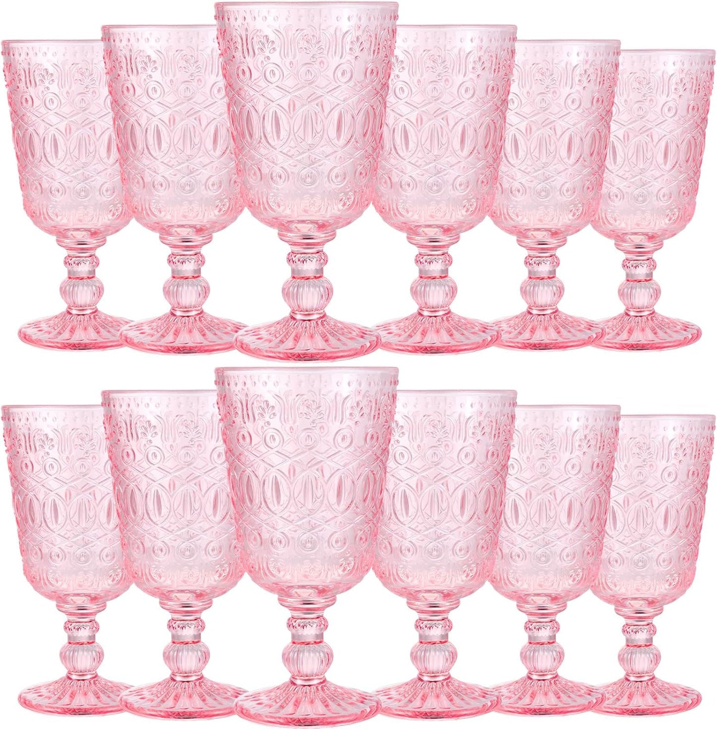 Vintage Pink Wine Glasses Set of 12 for Elegant Occasions