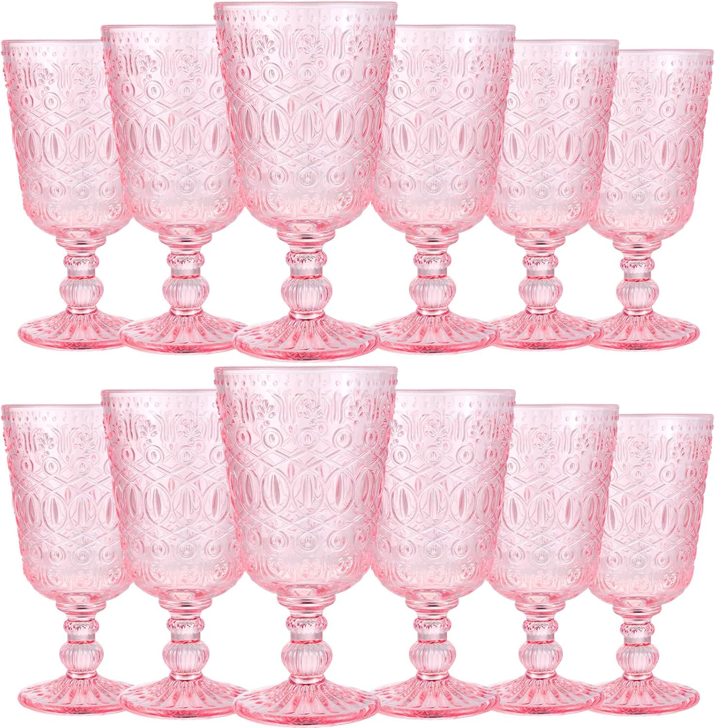 Vintage Pink Wine Glasses Set of 12 for Elegant Occasions