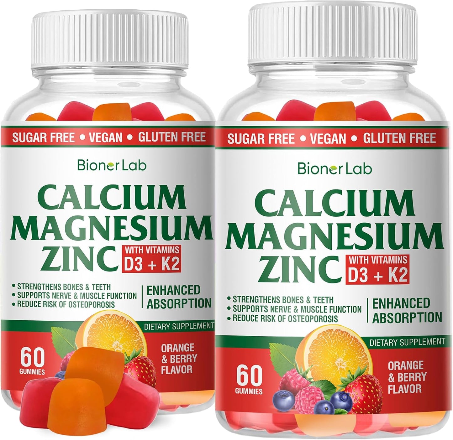 Calcium Magnesium Zinc Gummies with Vitamin D3 & K2 for Wellness