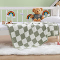 Checkered Throw Blanket Sage Green - Cozy Lightweight Throw