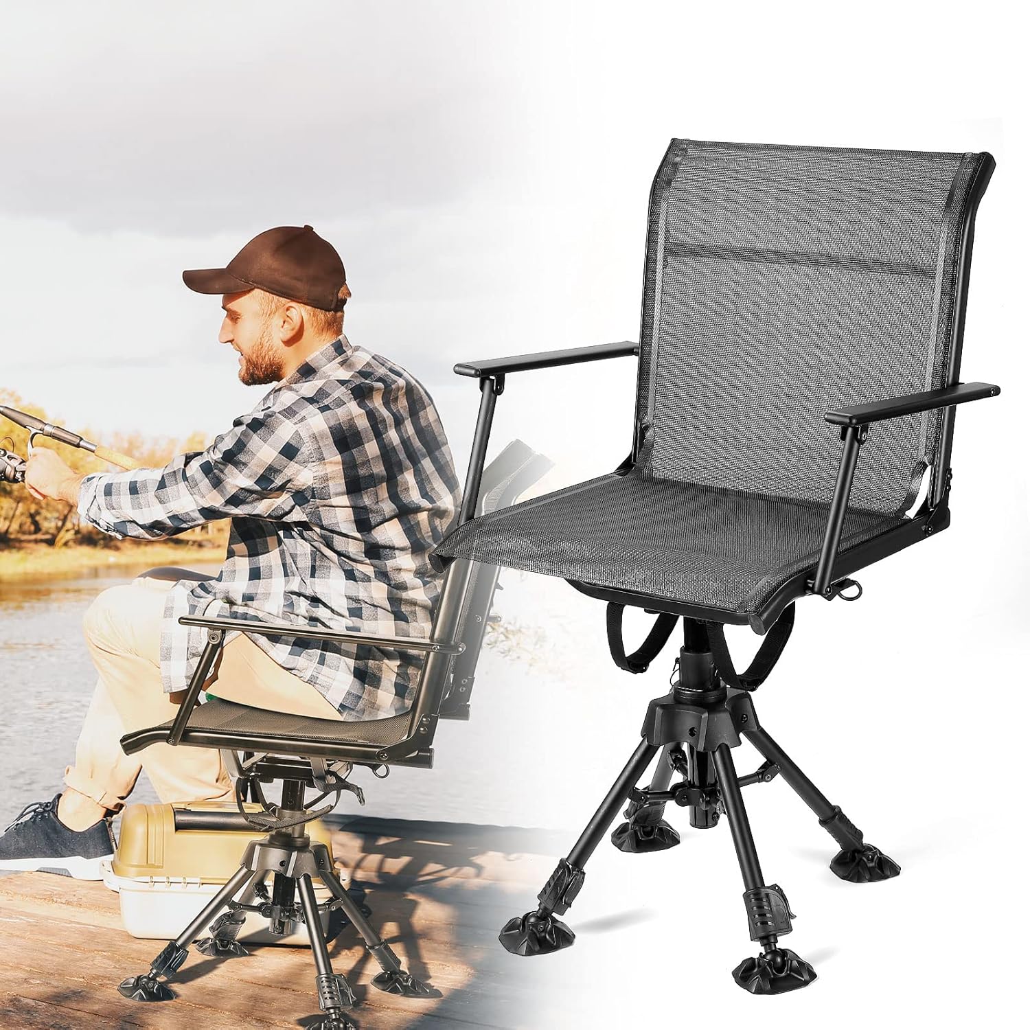 KEMIMOTO Hunting Blind Chair with 360 Degree Silent Swivel