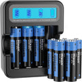 Rechargeable Batteries AA with LCD Charger 8-Pack - High Power 3500mWh