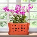 Orchid Pot with Holes 9.5 in Ceramic Planter - Complete Repotting Set