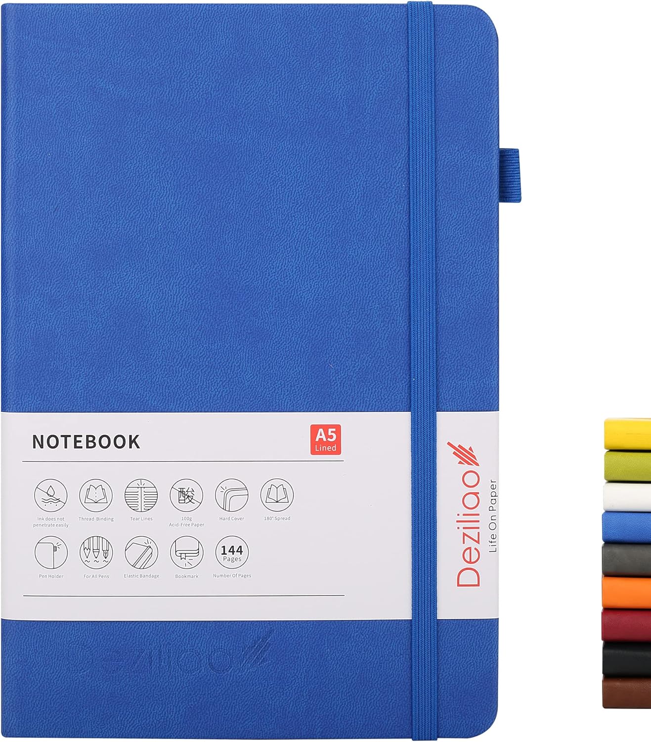 Premium Deziliao Hardcover Journal: 100Gsm Thick Paper, Pen Loop, Inner Pocket - Blue