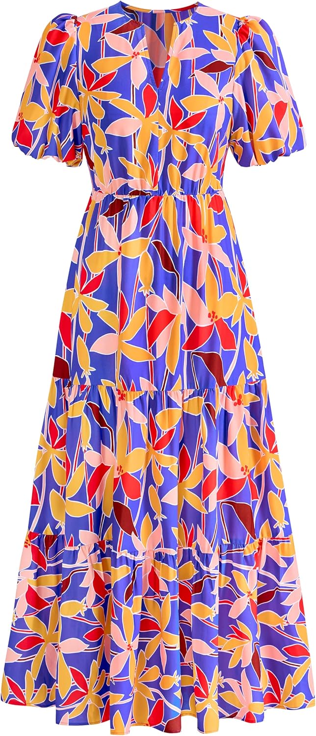 Dowerme Womens Summer Dresses 2025 Casual Floral Maxi Dress