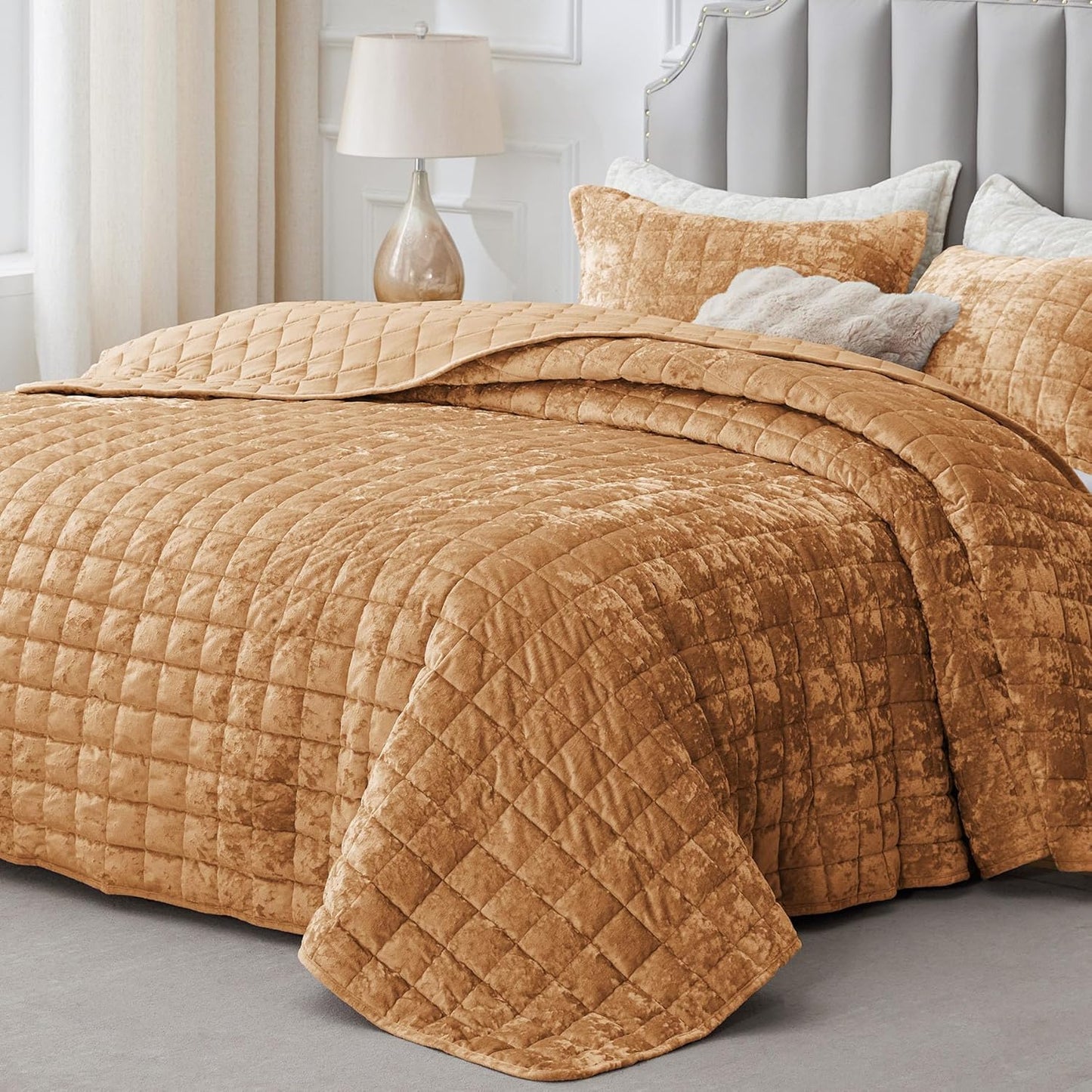 BEDELITE Velvet Quilt Set King Size - Luxurious Comforter Set