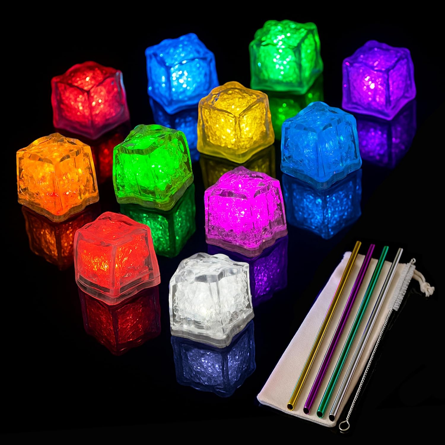 48pk LED Light Up Ice Cubes for Parties and Events Fun