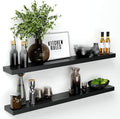 Homeforia Black Floating Shelf 48 in - Solid Real Wood, Heavy Duty