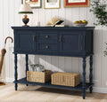 Console Table with 2 Drawers and Cabinets - Retro Blue Entryway Table
