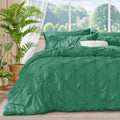 Forest Green Twin Comforter Set - Boho Pintuck Twin Bedding