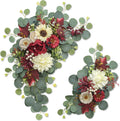 Artificial Wedding Arch Flowers White Red Set of 2 - Faux Floral Swags