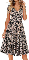 oxiuly Women's V-Neck Cap Sleeve Floral Dress - Flattering Summer