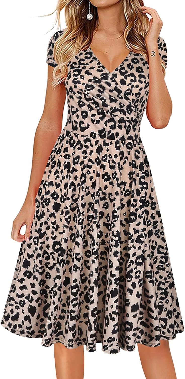Oxiuly Women's Cap Sleeve Floral V-Neck Summer Dress Review