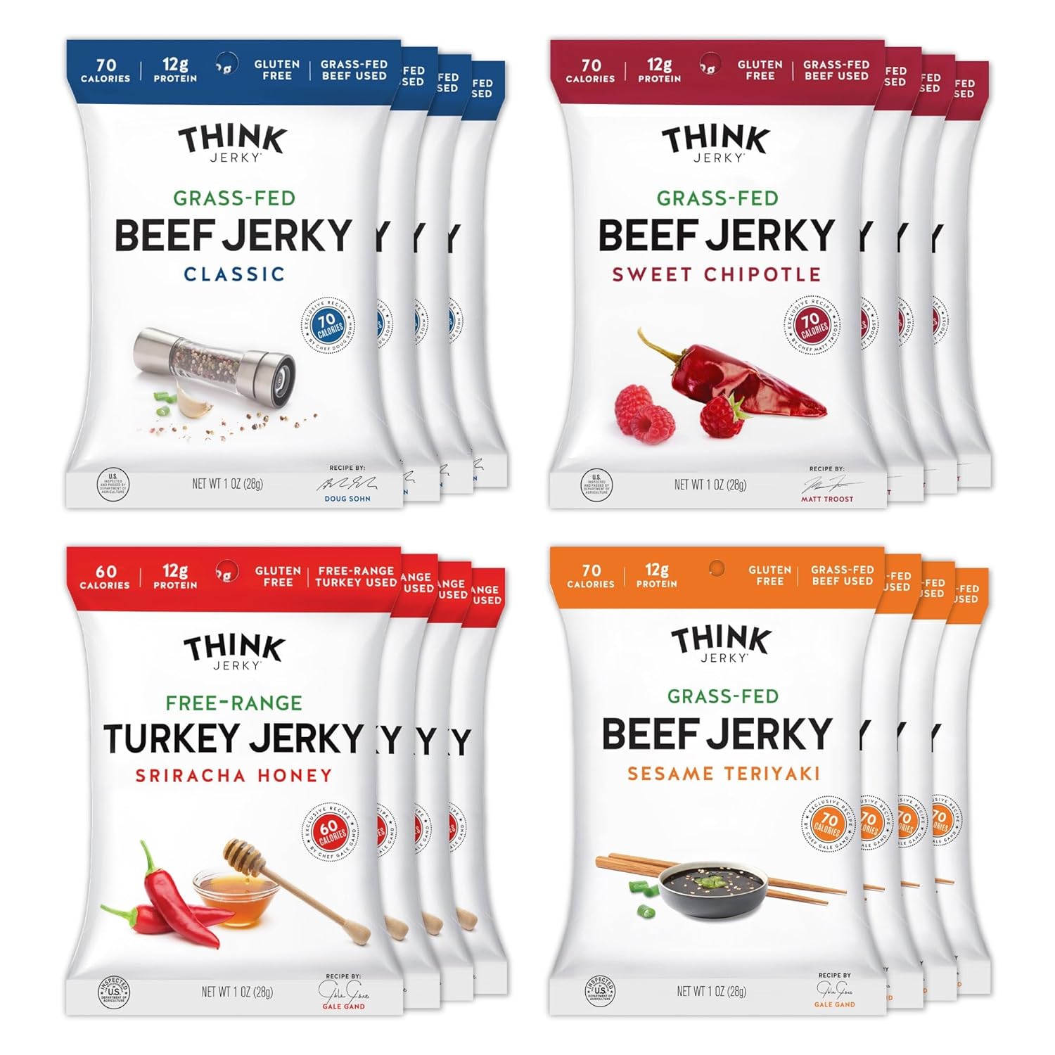 Think Jerky Variety Pack: Gourmet Beef and Turkey Jerky Snacks