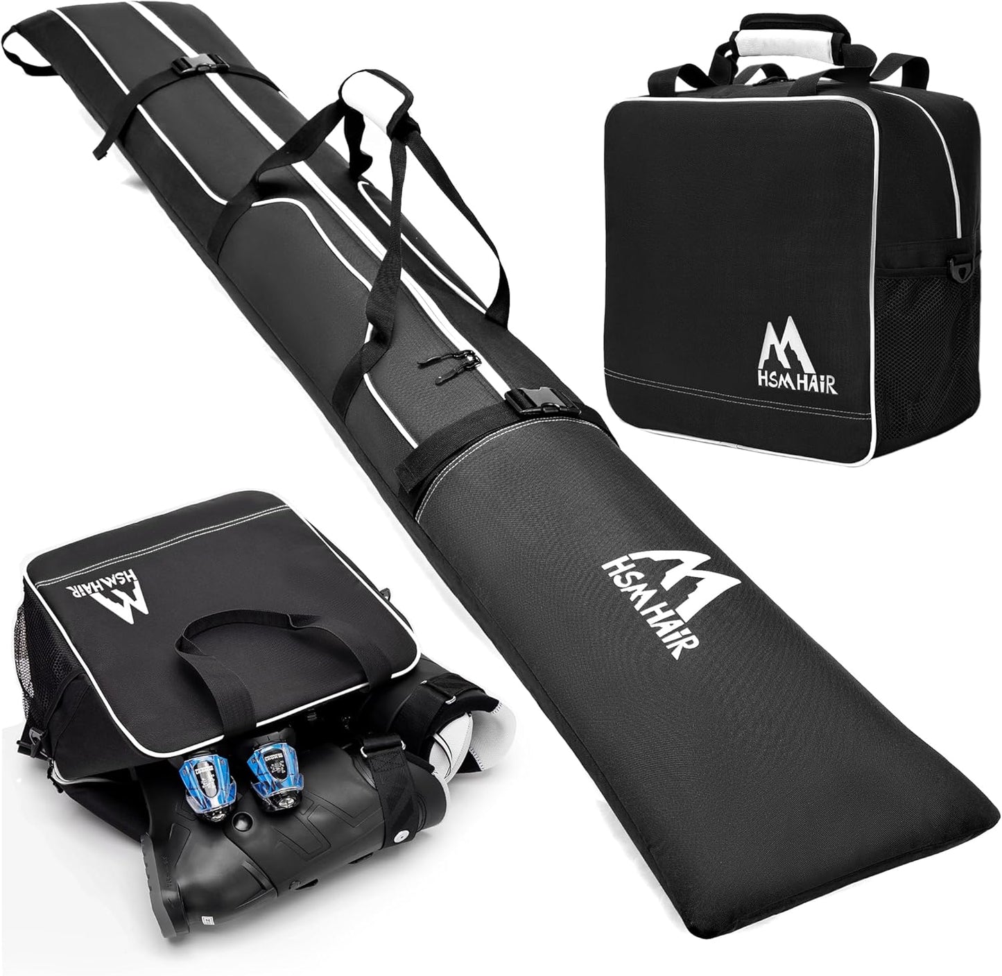 Travel-Ready Ski & Boot Bag Set - Fits Skis Up To 200CM | Hsmihair