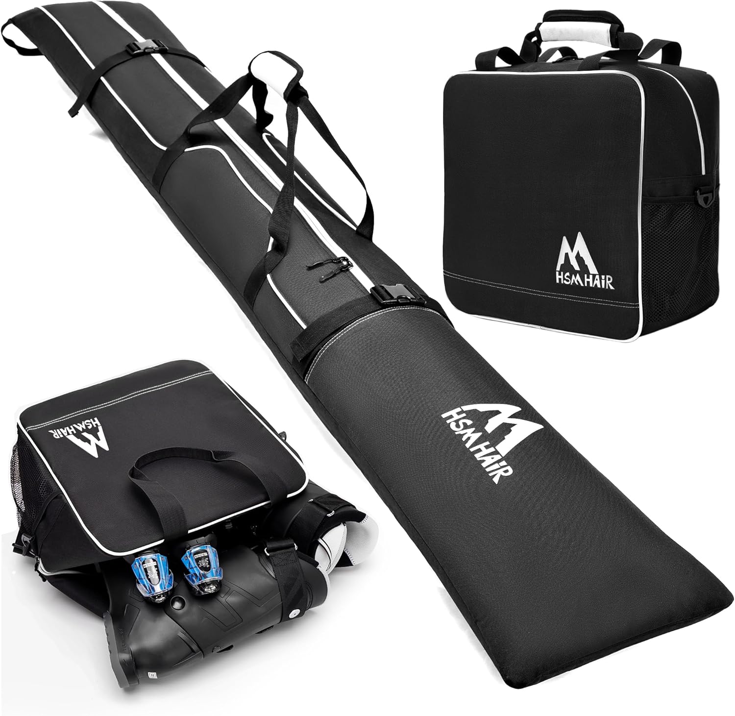 Travel-Ready Ski & Boot Bag Set - Fits Skis Up To 200CM | Hsmihair