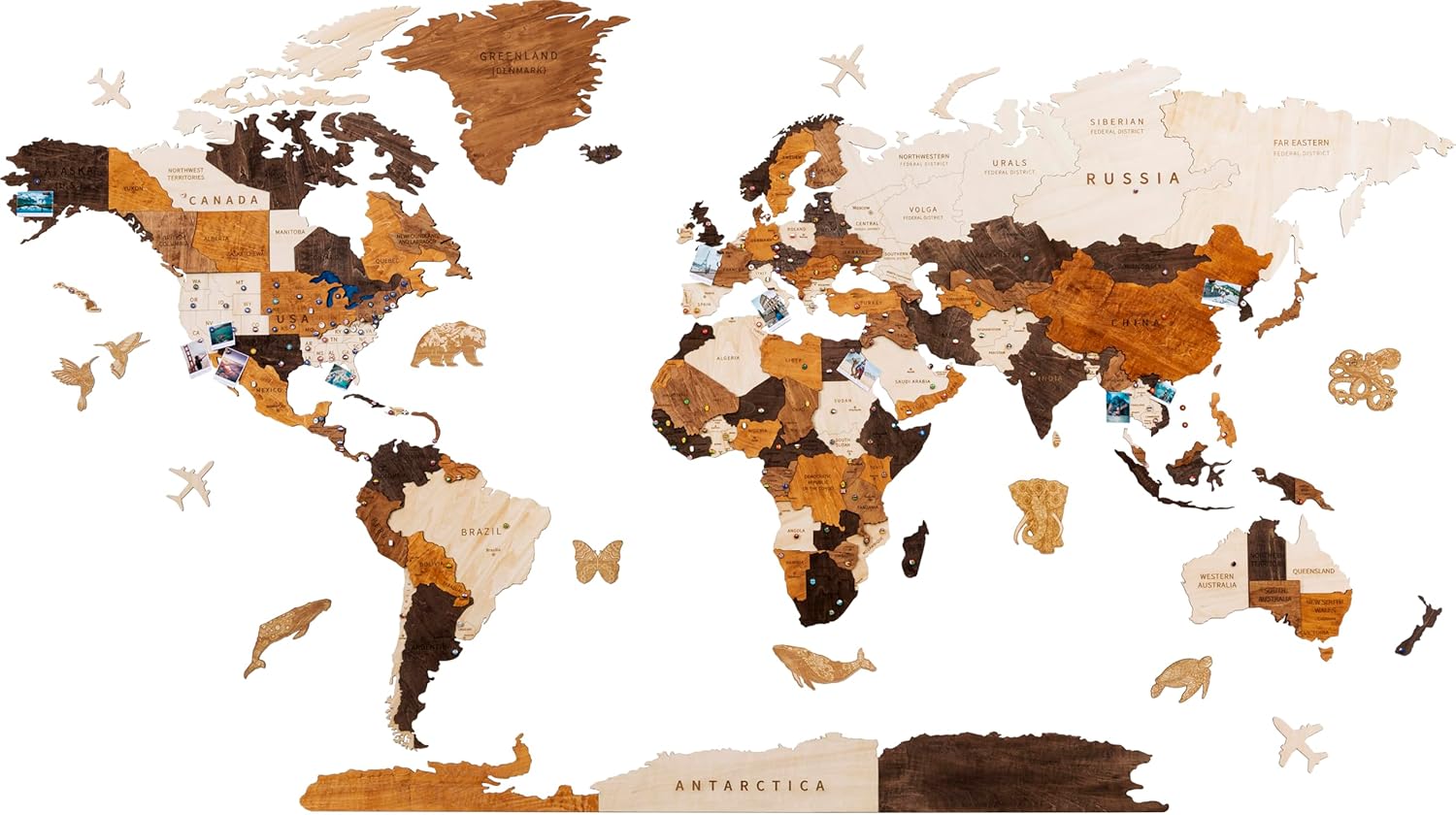 3D Wooden World Map Wall Decor for Travel Lovers and Families