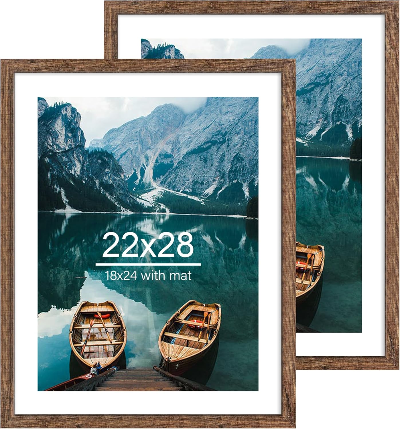 22x28 Rustic Brown Wood Frame Set of 2 for Pictures and Posters