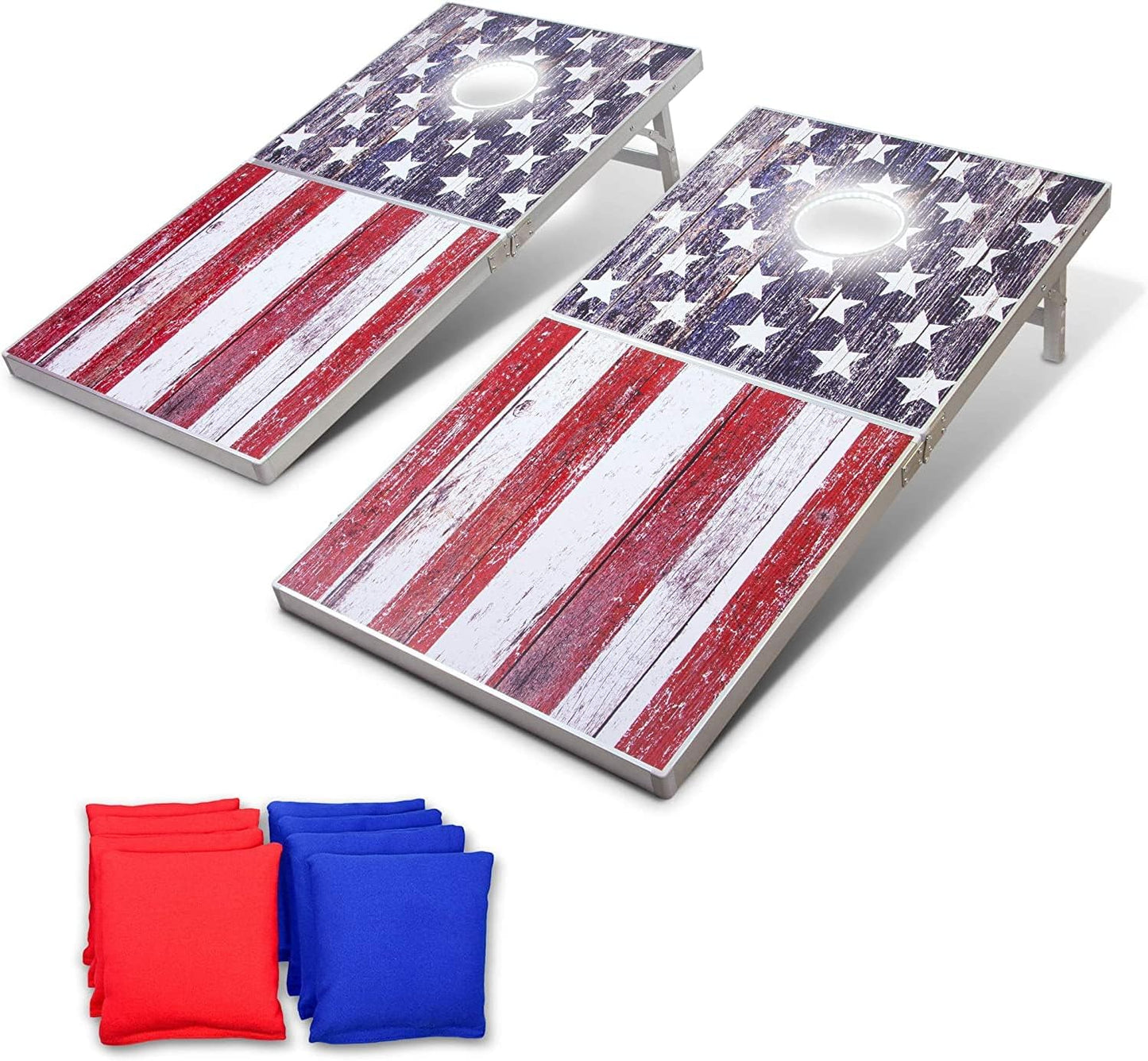 GoSports 4 x 2 ft Aluminum Cornhole Game Set with LED Lights