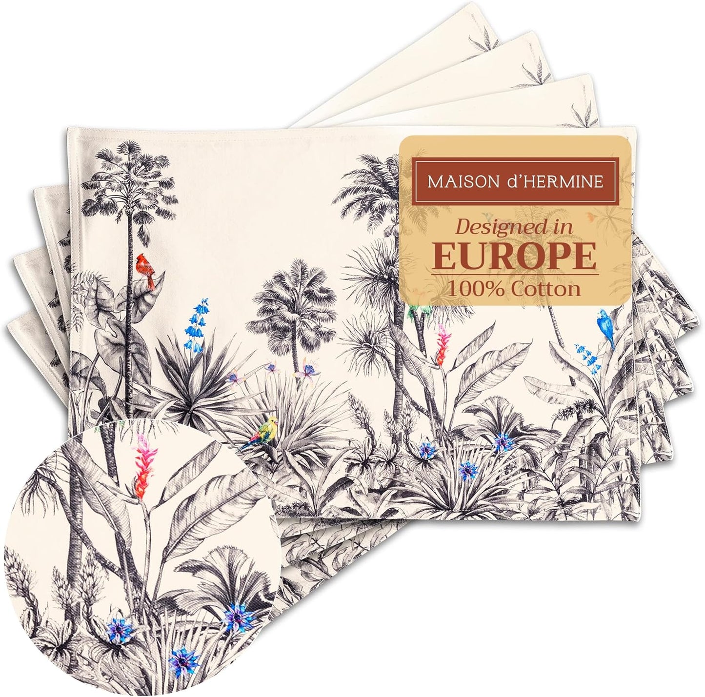 Maison d' Hermine Placemats Set of 4 for Elegant Dining Decor