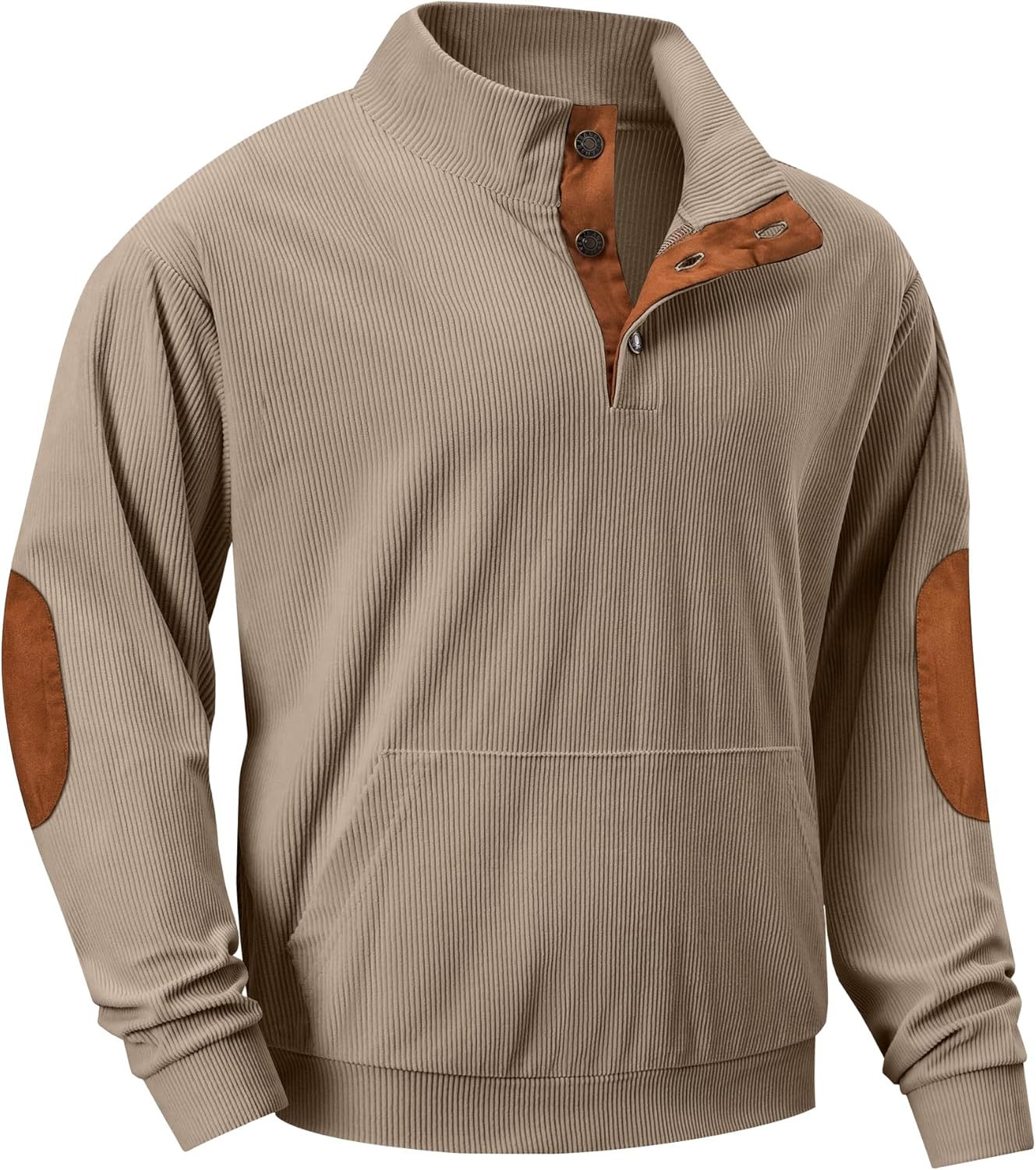 JMIERR Mens Warm Corduroy Sweatshirt with Stand Collar Design