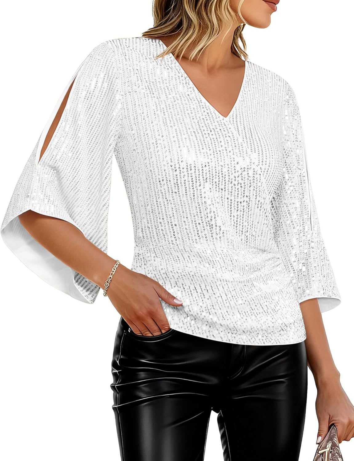 GRACE KARIN Womens Sequin Sparkly Tops for Party and Concert