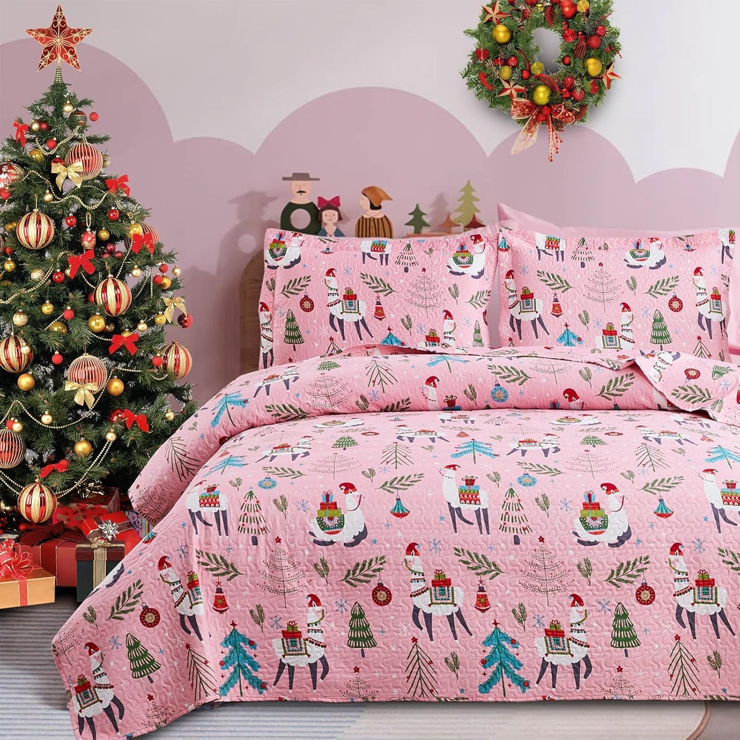 Christmas Bedding Set with Alpaca Pattern for Kids' Rooms