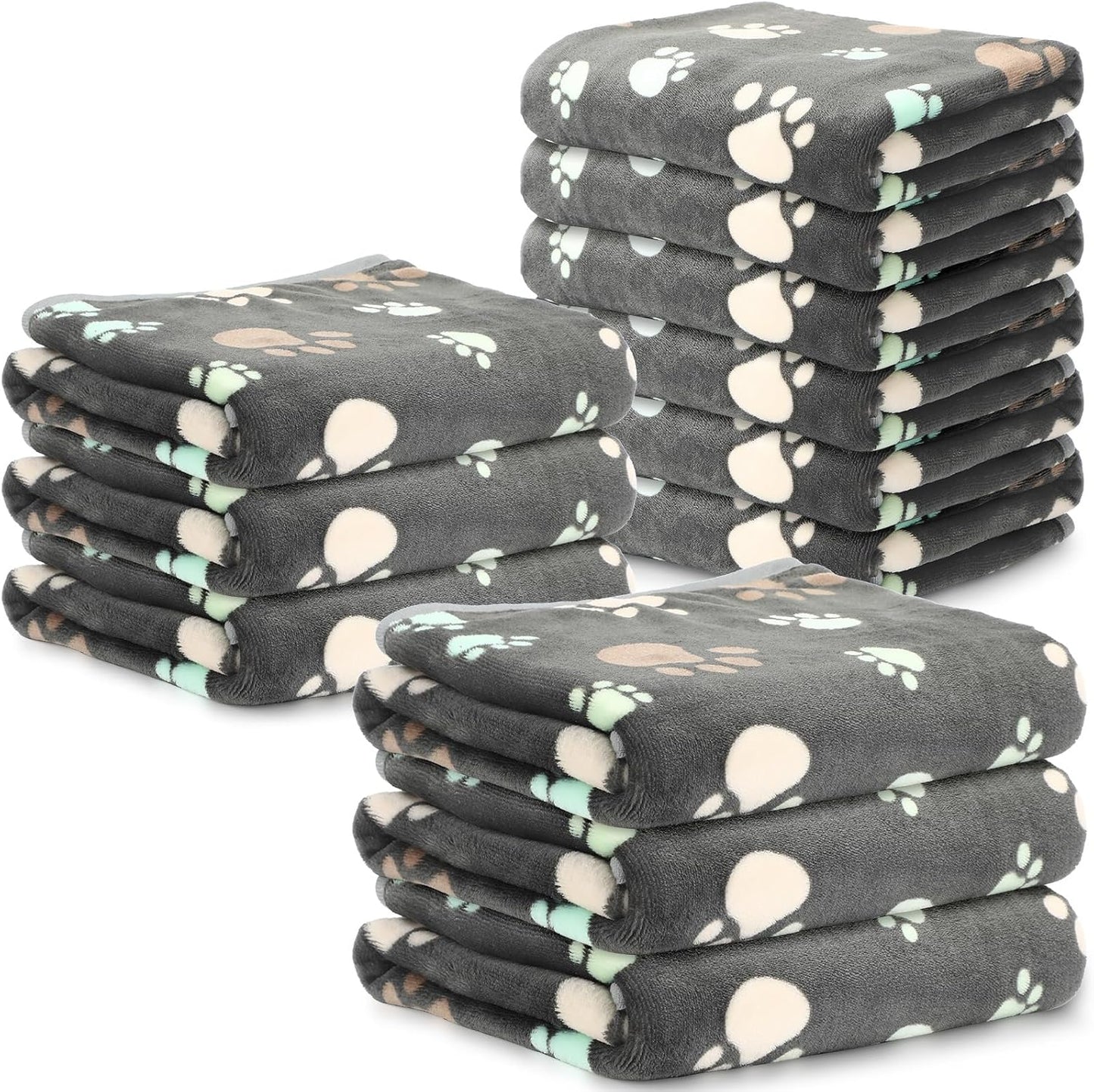 Tegeme 12 Pieces Pet Blanket Soft Fleece for Dogs and Cats