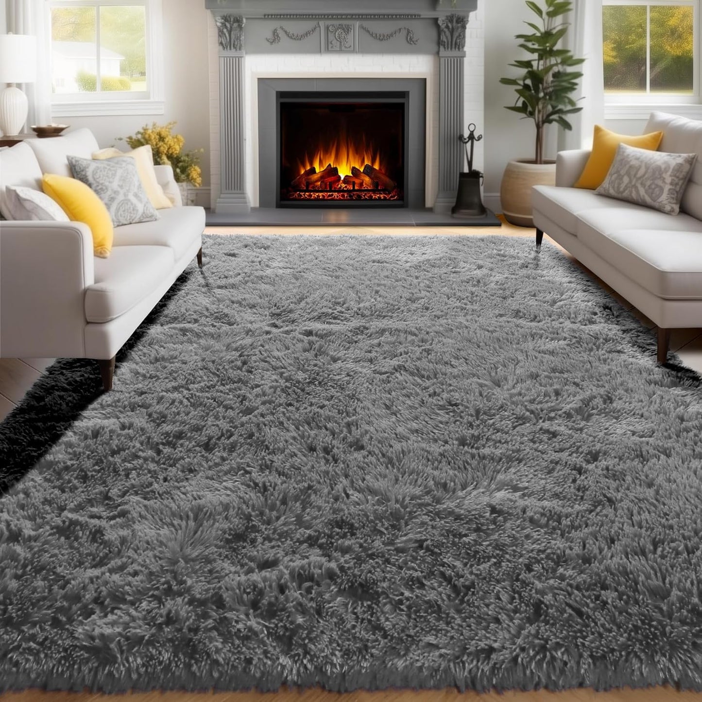 PAGISOFE Grey Washable Area Rugs for Living Room and Bedroom
