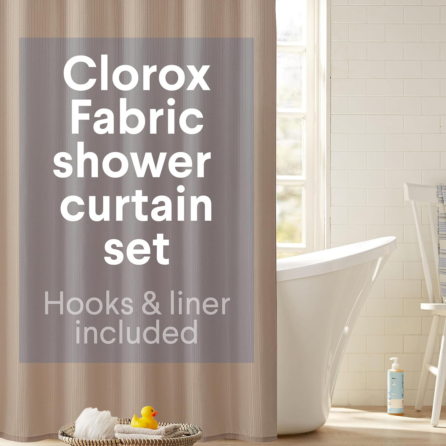 CLOROX Shower Curtain Set with Waterproof Liner - Mildew Resistant