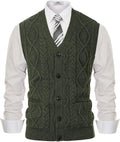 Men's Cable Knit Sweater Vest V-Neck Sleeveless - Classic Layering