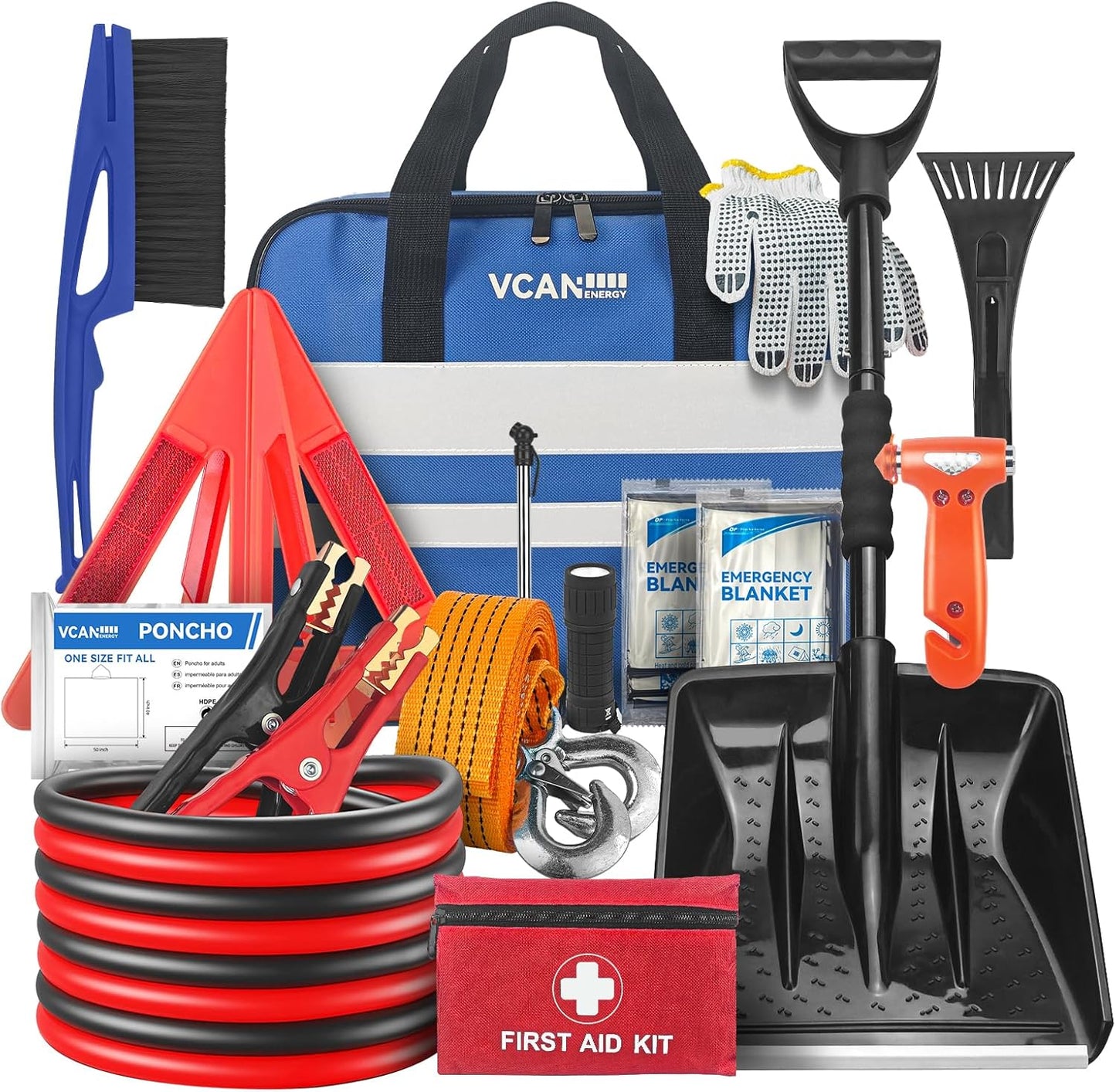Car Emergency Kit with Jumper Cable and First Aid for Safety