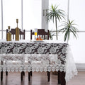 Lace White Table Cloth Rectangle - Vintage Embroidered Picnic Cover