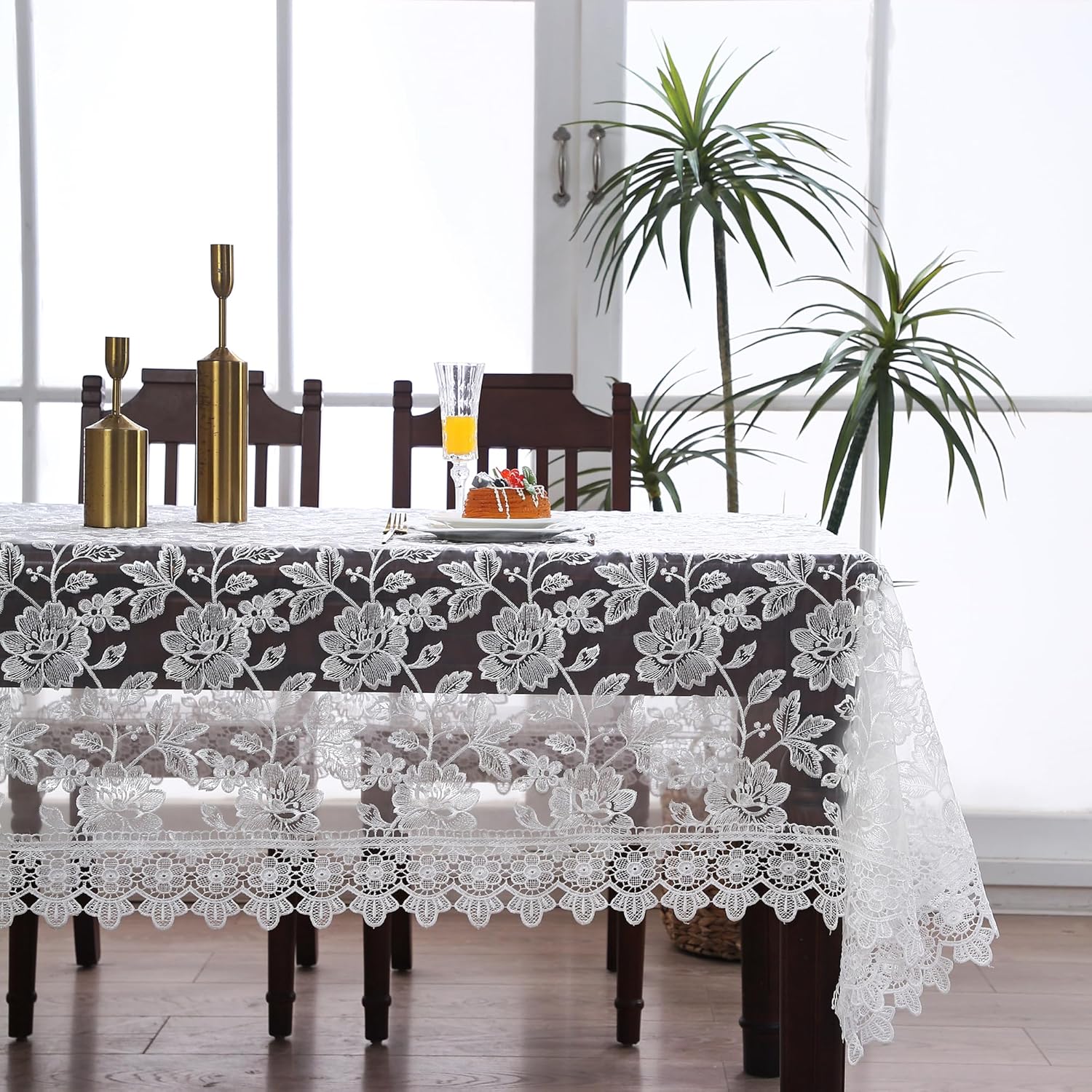 Lace White Table Cloth for Elegant Dining and Outdoor Events