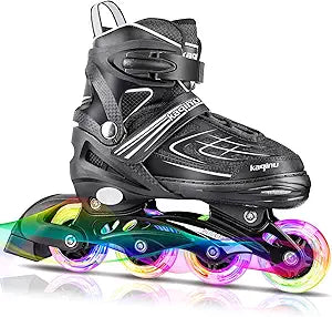KAQINU Adjustable Inline Skates with Illuminating Wheels for All