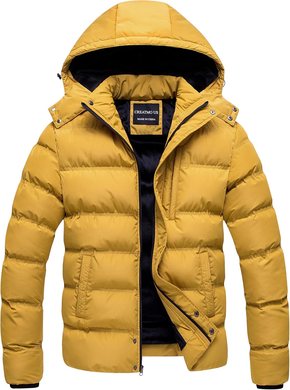 CREATMO US Men's Puffer Jacket Waterproof Winter Parka Coat