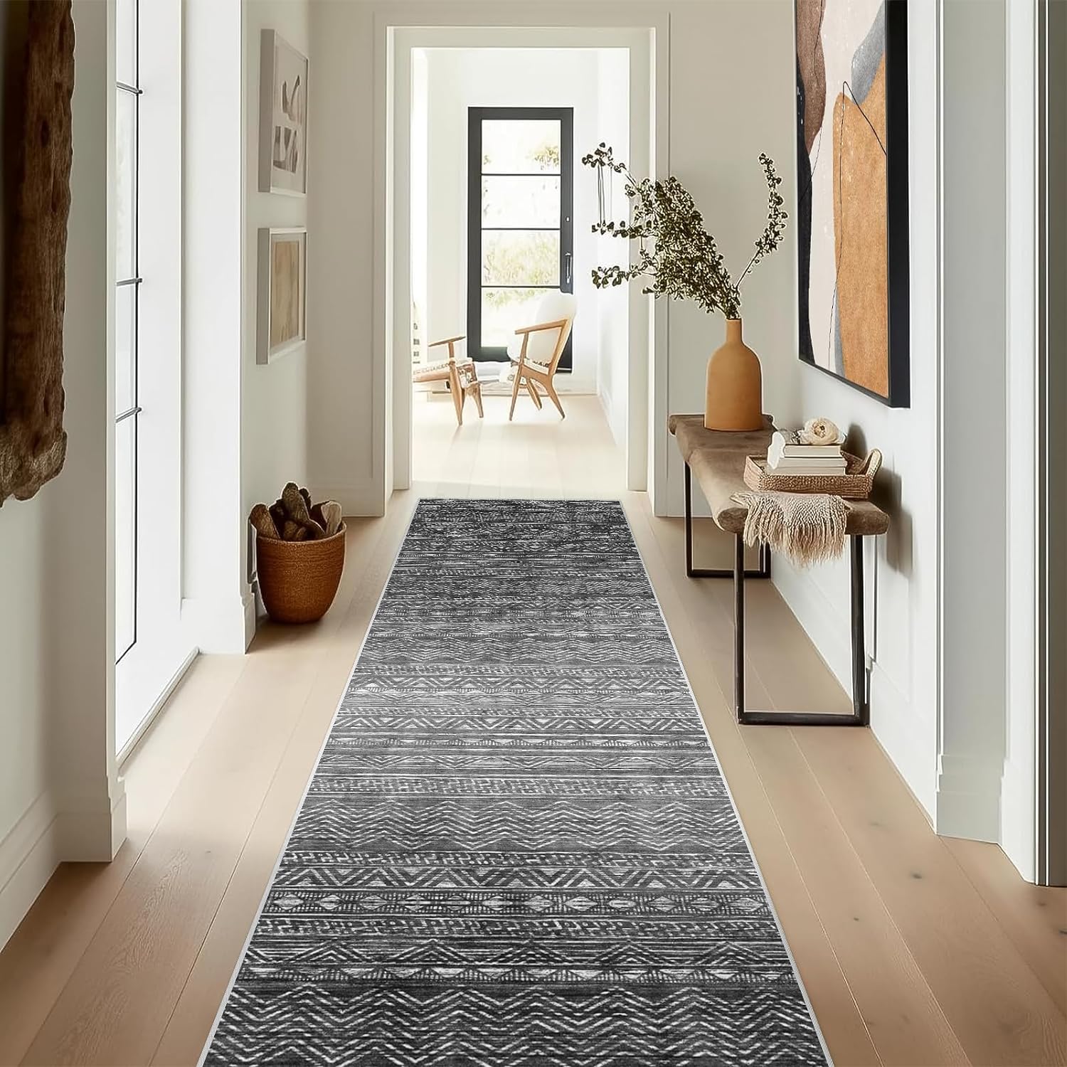 Moroccan Non-Slip Runner Rug 2ft 6in'x14ft for Hallways and Kitchens