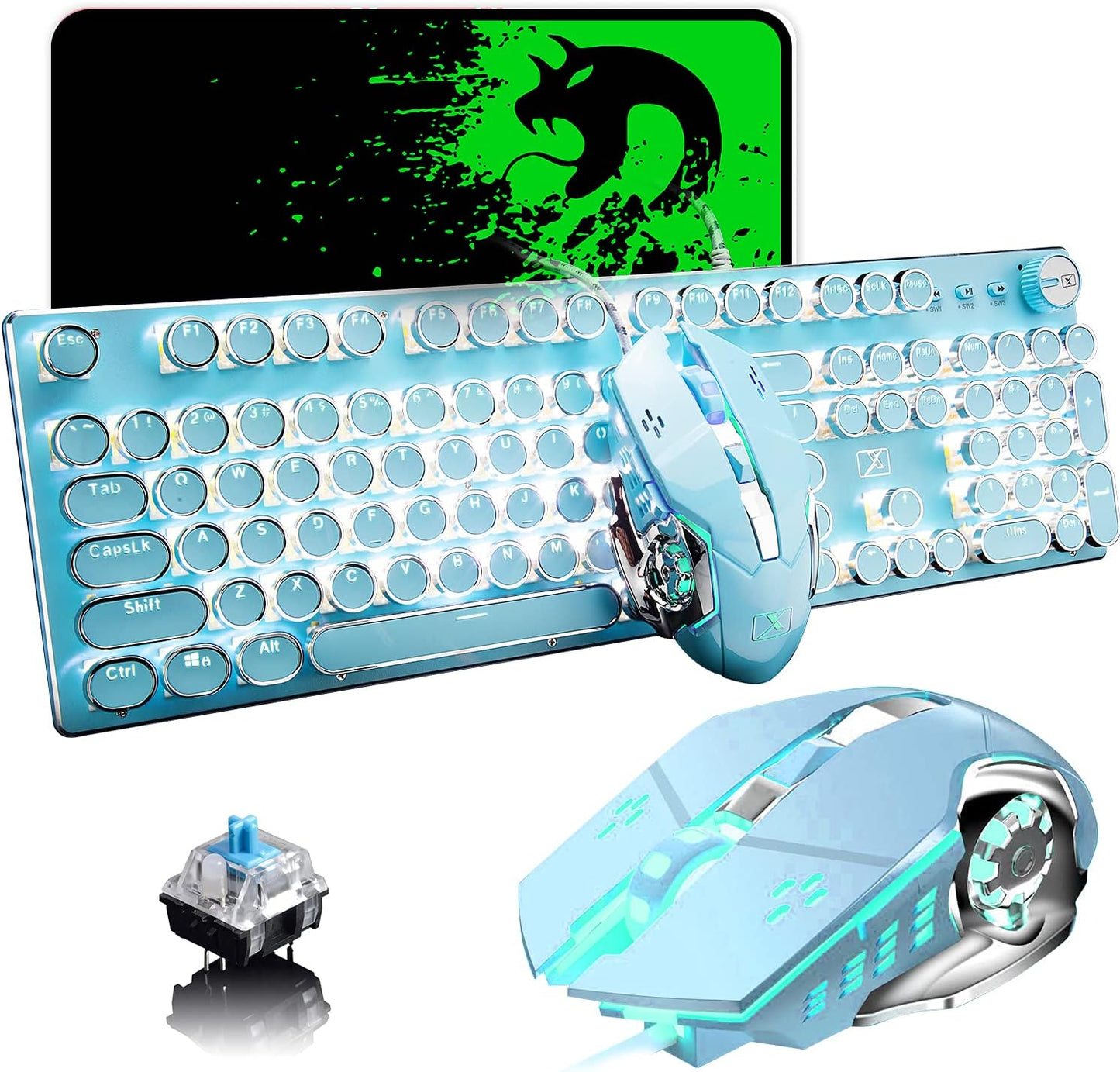 Retro Steampunk Mechanical Gaming Keyboard and Mouse Combo