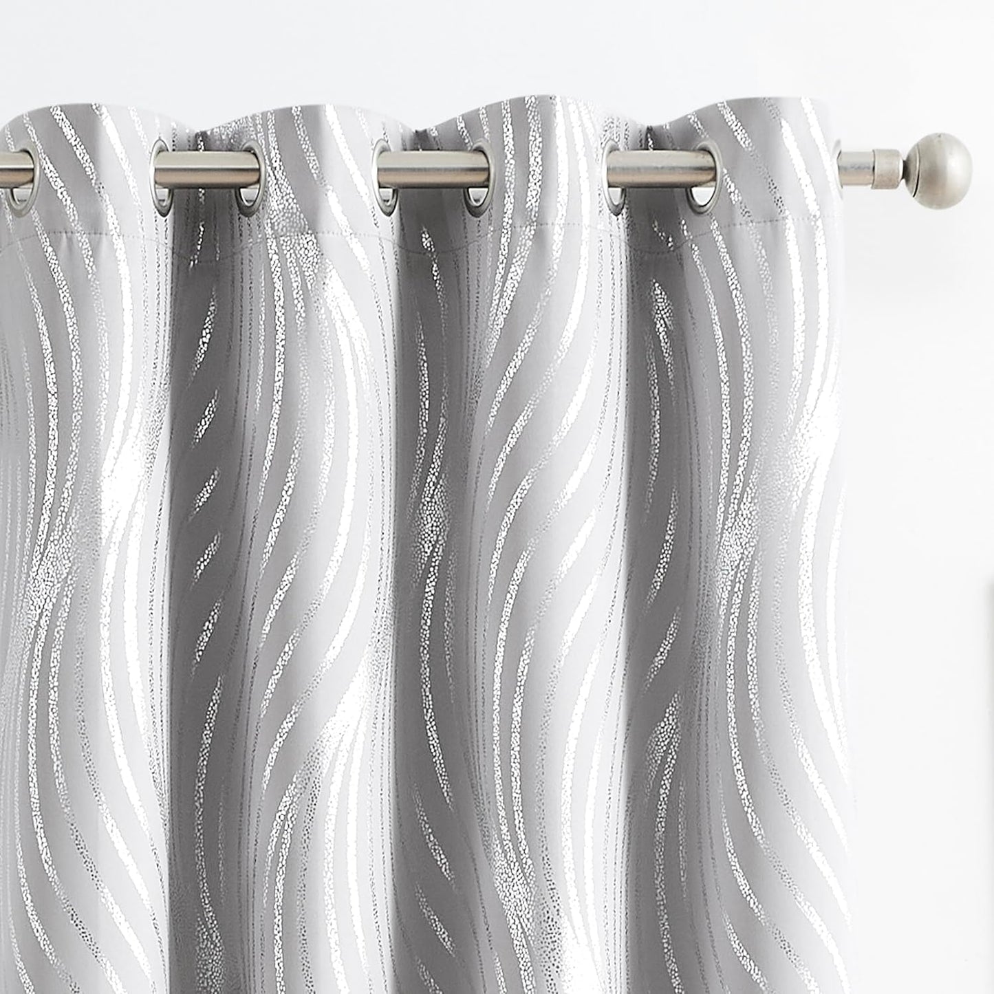 100% Blackout Curtains Grey and Silver Foil Pattern by Xwincel