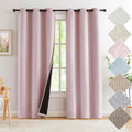 Pink Blackout Curtains 95 in Linen Grommet Panels - Darkening Drapes