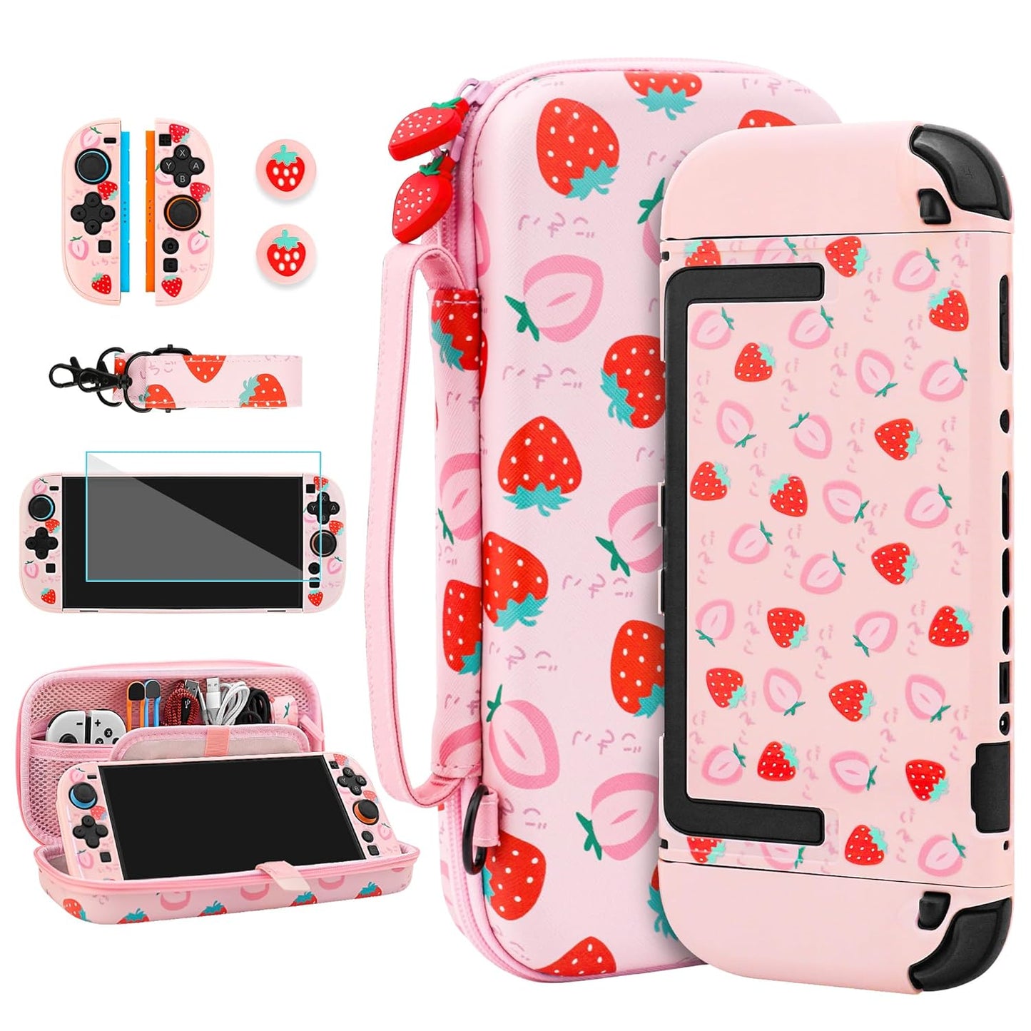 Cute Carrying Case for Nintendo Switch 2 with Strawberry Design