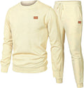 Mens 2 Piece Sweatsuits Outfits Casual Crewneck Jacquard Tracksuit is