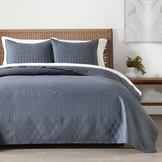 HORIMOTE HOME Steel Blue Queen Size Quilt Set for Cozy Bedding